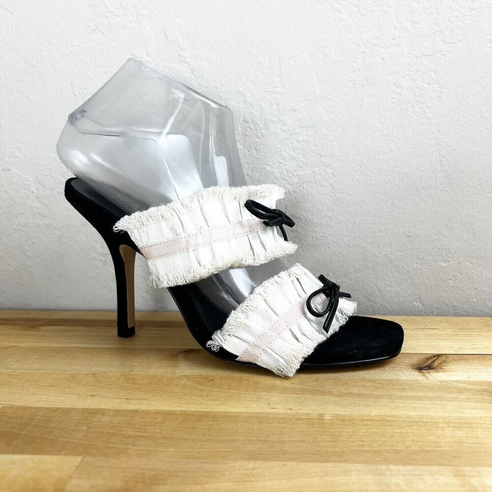 Raye Imogen Sandal Pastel Pink Black Smocked Heels‎ Size 8.5 NEW